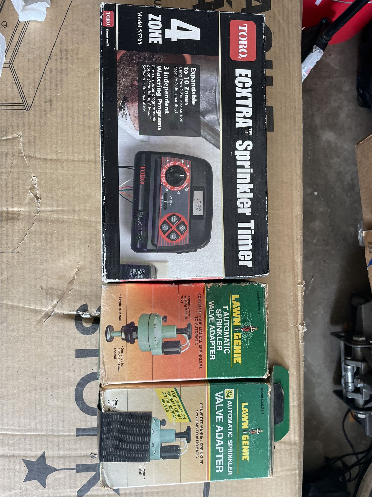 Sprinkler Time And 2 Automatic Adapters. New In Box