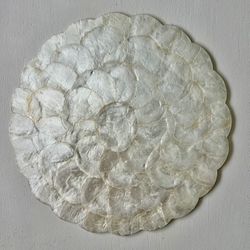 Set of 6 gold vintage capiz shell placemats.