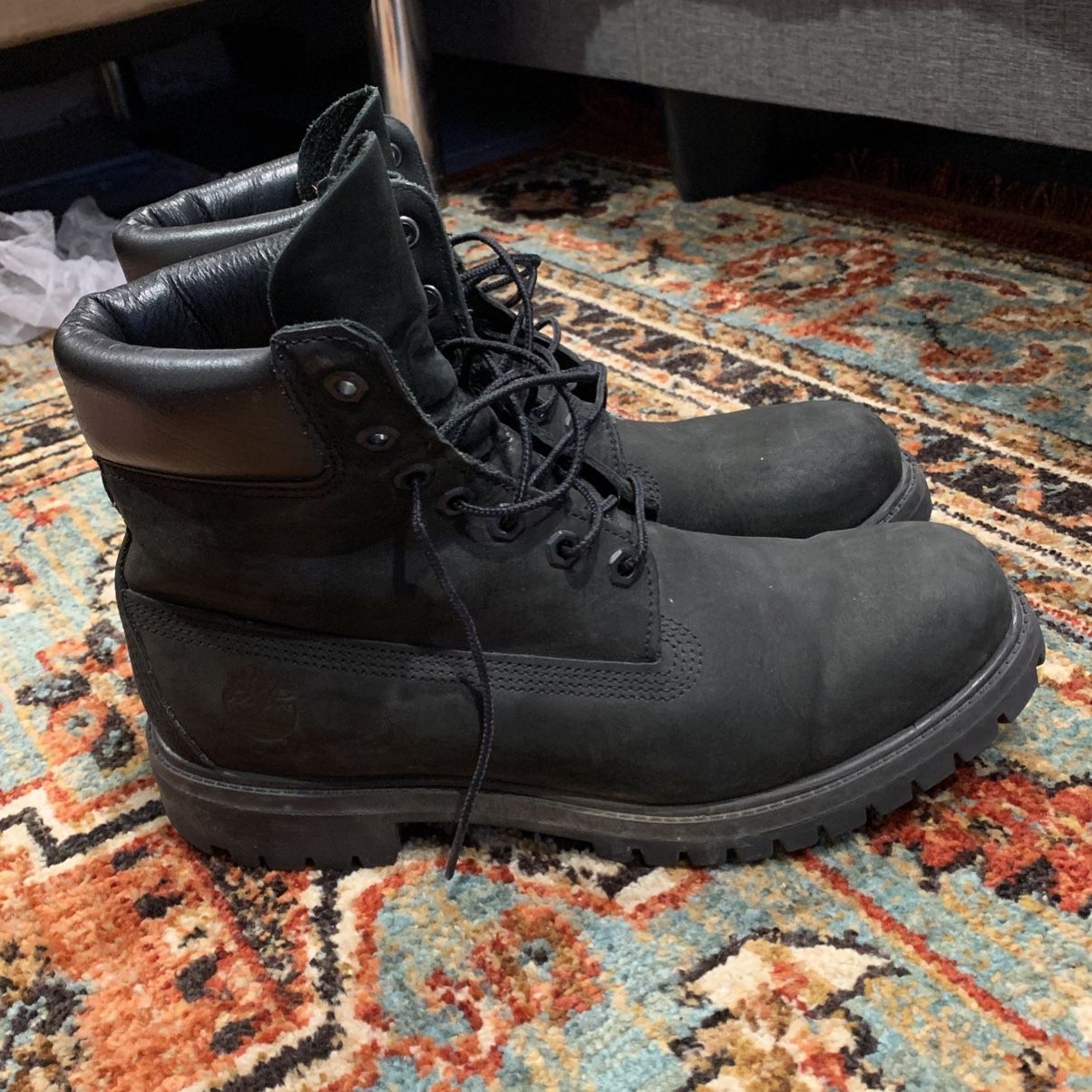 Mens Black 6 Inch Timberland Boots Size 9.5