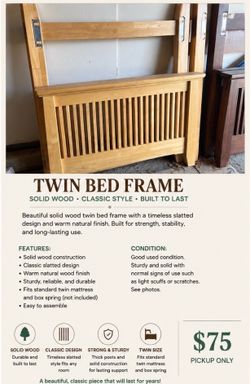 Twin Bed Frame | Solid Wood | Natural Oak