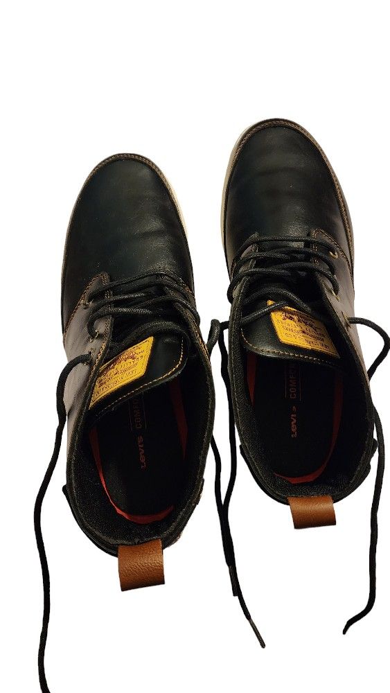 Levi's Atwater Chukka Mid Top Black/Tan Casual Lace-up Shoes - Size 8.5