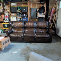 FREE You Pickup: Leather Couch And Chairs Manual Recliners