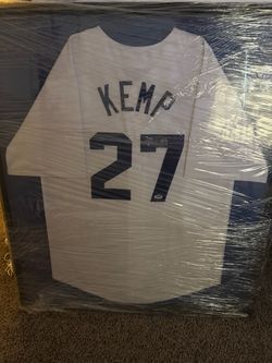 Matt Kemp Autographed Signed Framed LA Dodgers Jersey PSA DNA Authenticated