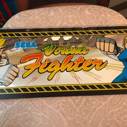 Sega VIRTUA Fighter Original Arcade Video Game Glass Marquee