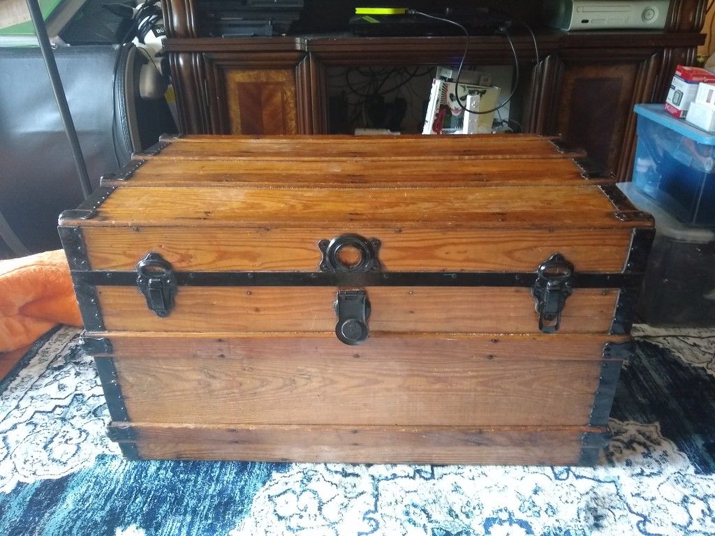 Large pirate style wooden storage chest