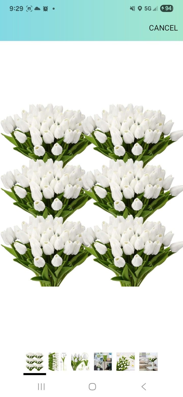 100pcs Artificial Tulip Flowers Fake PU Tulips Faux Latex Bouquet Flower Centerpieces Arrangement Floral for Mother Day Wedding Spring Decorat