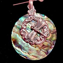 Abalone shell dragonfly pendant in Sterling Silver