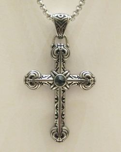 Black and silver stainless steel gothic cross with chain