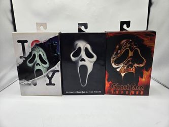 Lot Of (3) Neca Ghostface Ultimate: Manhattan 2023, Inferno Comic-Con Full Set