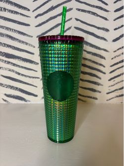Starbucks Emerald Green Grid Cold Cup – 24 oz – New