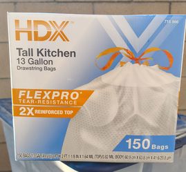 HDX tall Kitchen 13 gallon trash bags....1 box $15 or 2 boxes $25..firm on price... brand new...first come first served... selling fast..