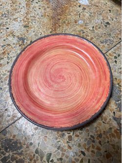 Orange/pink plastic plates