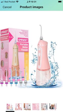 Water Dental Flosser Pick for Teeth,Grinest Cordless Water Dental pik Teeth Cleaner 7 Modes Rechargeable Oral Irrigator Portable IPX7 Waterproof Tooth