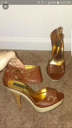 Brown leather heels