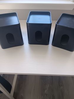Black Plastic Storage tissue Canisters Set of 3