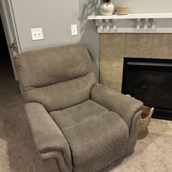 Beige Microfiber/Suede Recliner