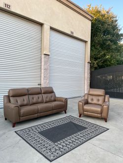 Malibu 2-Piece Leather Power Reclining Set - Truffle Brown - 🚚 FREE DELIVERY AVAILABLE ✅