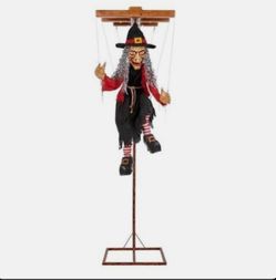 Halloween 6ft Animated Marionette Witch Puppet Talking LED  Animatronic Prop New