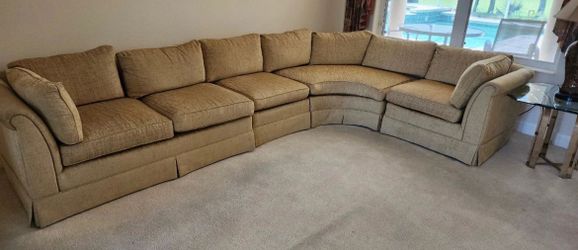 Large Tan Fabric Sectional Sofa