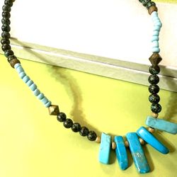 Turquoise Seed Bead Choker Necklace