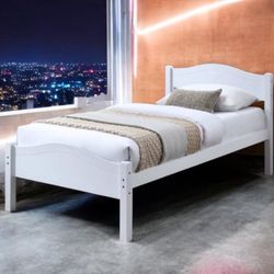 New! Chic White Platform TWIN bedframe + Mattress 