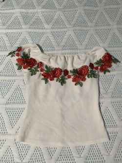 Off The Shoulder White Floral Top 
