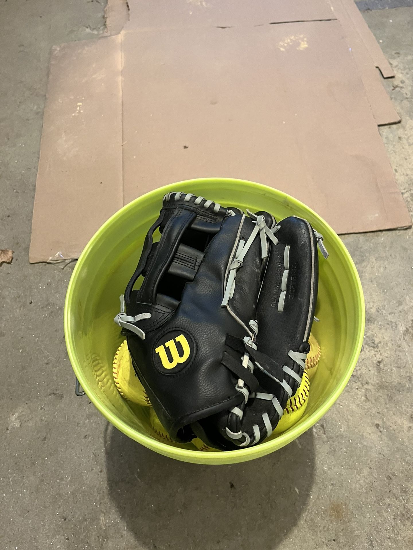 Bucket Of Softballs W/ Glove