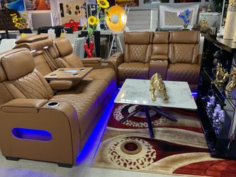 Power Reclining 2 Pc Sofa And Love With Led Lights Only $2599