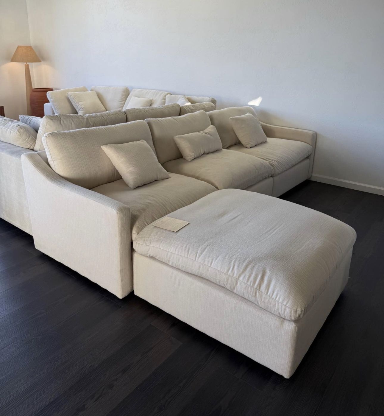 Cloud Slim Modular Sofa Chaise - 4-Seat Modern Sectional wI Reversible Ottoman - NEW + Free Delivery