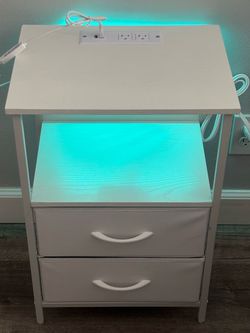 Nightstand with charging station & LED light