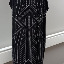 Formal Cocktail Dress Sikver Rhinestones And Black Women's Size 1x Fits Like A Large Extra Large 