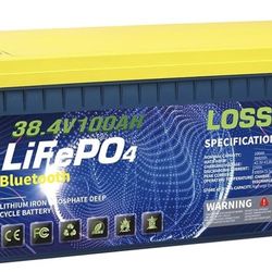 LOSSIGY 36V Lithium Golf Cart Battery with 25A Lifepo4 Charger, Prefect for Trolling Motor, Marine, Boat, Built in 200A Bluetooth BMS, Peak Current 10