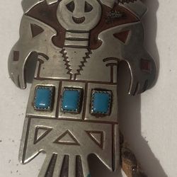Vintage Silver Bolo Tie Turquoise 