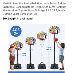Joyin Adjustable 6’ Basketball Hoop, W Balls/Pump