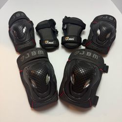 JBM Adult BMX Protective Gear Set Knee/Elbow Pads/Wrist Guards w/ Black Carry Bag