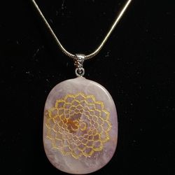 Engraved Stone Pendant Healing Necklace