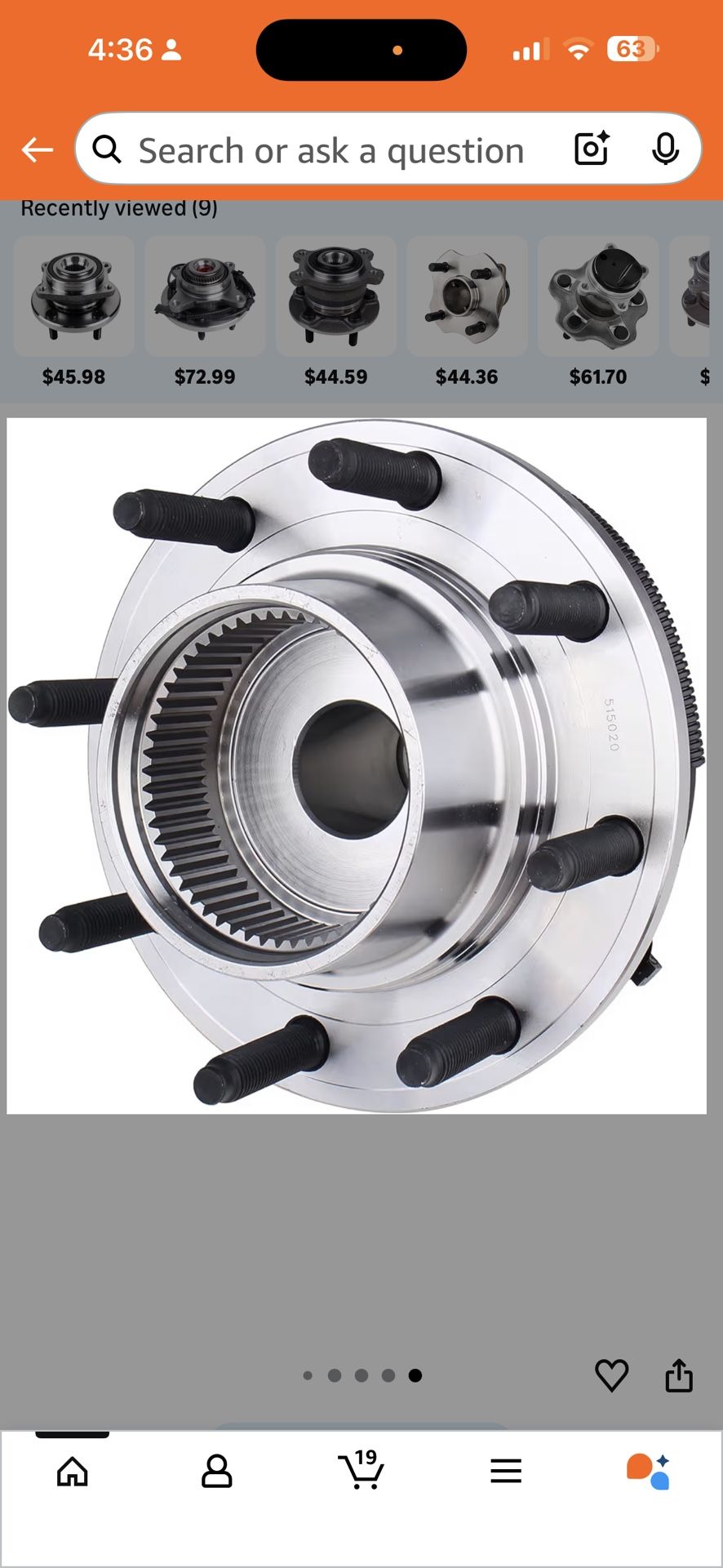  515020 Front 4WD Wheel Bearing & Hub Assembly Compatible with 2000-2002 Ford Excursion, 1 Ford F-250 Super Duty 1 Ford F-350 8Lugs w/