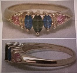 September Birth Stone Gold Ring with Multicolor Marquise Sapphires