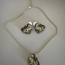 Women’s vintage black and gold leopard jewelry set