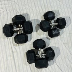 Dumbbells with Rubber Set  2x 55 Lbs, 2x 50 Lbs, 2x 45 Lbs