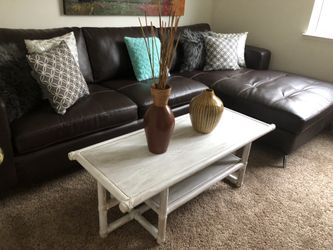 Tufted leather sectional