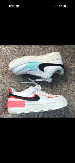 Nike Air Force 1 Shadow Low Top Lace-Up Sneaker White w/ Multicolor Accents W9