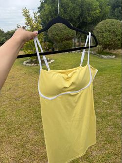 Athletic Spaghetti Strap Tank Top / Sports Cami - Pastel Yellow