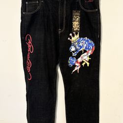 Ed Hardy Graphic Baggy, Y2K Jeans Size 44x32