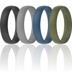 ThunderFit Silicone Wedding Ring for Men & Women - 4 Rings 9.5-10