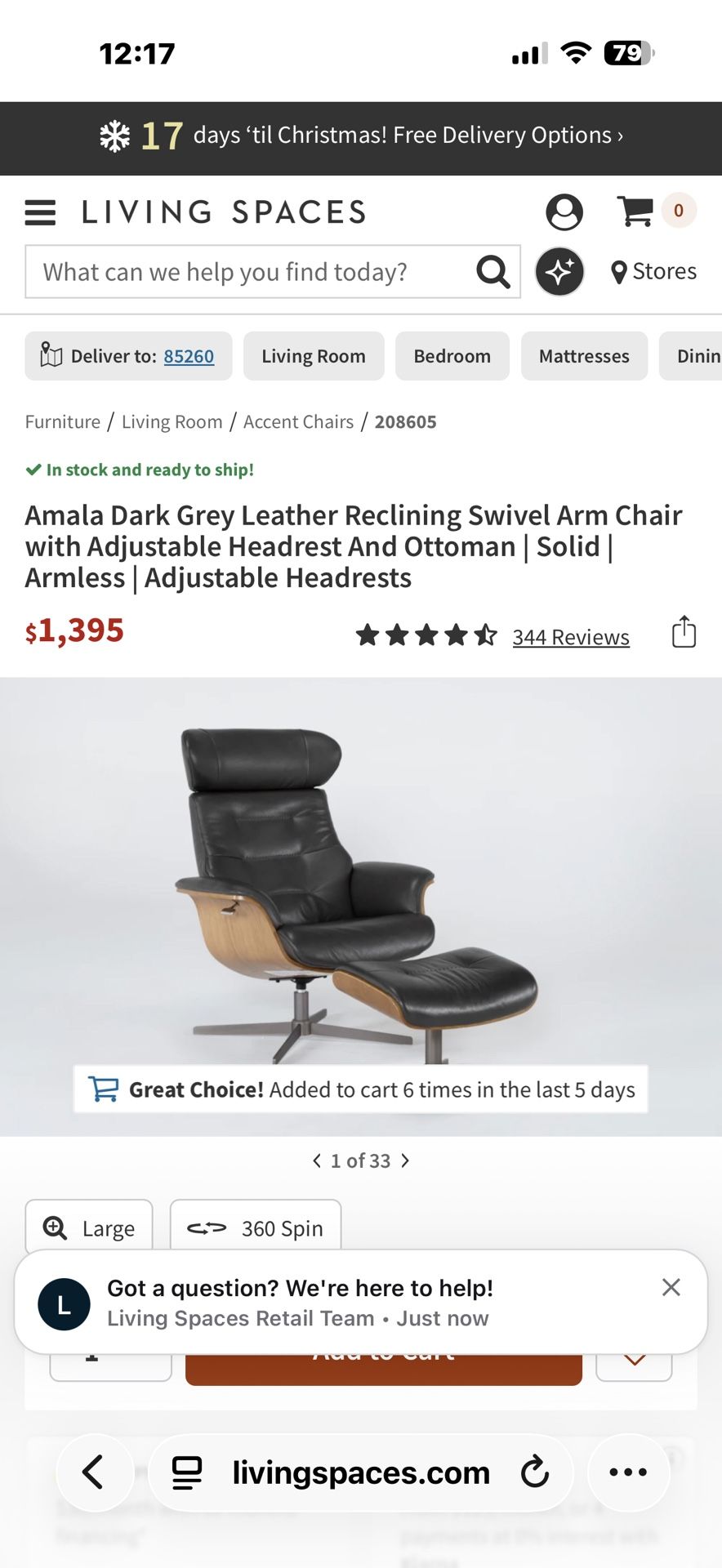 Living Spaces Amala Reclining Chair And Ottoman