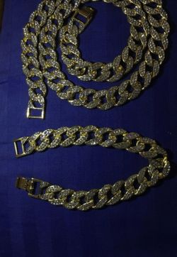 New 18 k yellow gold Cuban chain and Cuban bracelet