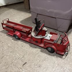 Vtg 1950s Pressed Steel Doepke Model Red Fire Truck Ladder Rescue Vehicle Toy