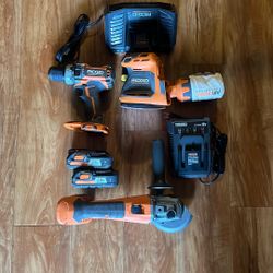 RIDGID Wireless Drill, Sander, Grinder combo
