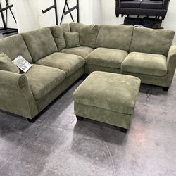 Green Sofa Sectional w/ Free Ottoman